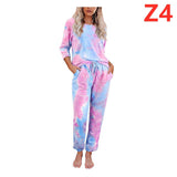 Tie-Dye Printed Long-Sleeved Trousers Split Pajamas
