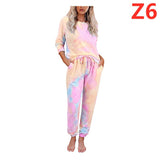Tie-Dye Printed Long-Sleeved Trousers Split Pajamas