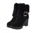 Belt buckle plus velvet booties round head with Martin boots