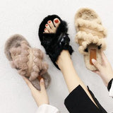 Fleece slippers cross slippers