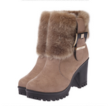 Belt buckle plus velvet booties round head with Martin boots