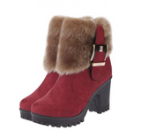 Belt buckle plus velvet booties round head with Martin boots