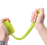 Exfoliating Silicone Body Scrubber Easy to Clean, Lathers Well, Long Lasting, and More Hygienic Than Traditional Loofah ,Long Handle