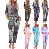 Tie-Dye Printed Long-Sleeved Trousers Split Pajamas
