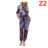 Tie-Dye Printed Long-Sleeved Trousers Split Pajamas