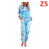 Tie-Dye Printed Long-Sleeved Trousers Split Pajamas