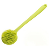 Exfoliating Silicone Body Scrubber Easy to Clean, Lathers Well, Long Lasting, and More Hygienic Than Traditional Loofah ,Long Handle