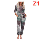 Tie-Dye Printed Long-Sleeved Trousers Split Pajamas